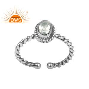 Wrapped Oval Green <b>Amethyst</b> Gemstone <b>Ring</b> Jewelry Wholesaler Oxidized 925 Silver Twisted <b>Ring</b> Jewelry Supplier - Product Image 1