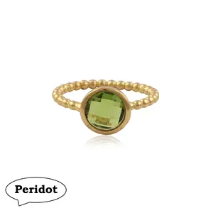 New fashion designs gemstone pearidot ring gold plated round shape handmade best sales adjustable ring wholesale jewelry - 1419