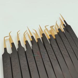 Pince à épiler individuelle d'extension de cils de précision professionnelle pince à épiler personnalisée en acier inoxydable noir durable - Product Image 3