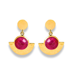 Boucles d'oreilles rubis en pierres précieuses, bijou pour femme, en plaqué or 18k, fabriqué à la main, bas prix - Product Image 1