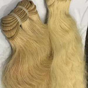 <b>Classy</b> and Elegant Natural Indian Temple Raw Hair Extensions 613 Natural Wavy Bleached Bundles Loose Deep Wave Remy Hair Grade - Product Image 1