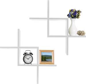 Hot Selling MDF Wood Floating <b>Shelves</b> SCriss Cross Intersecting Wall <b>Shelf</b> for Bedroom Living Room Dining Kitchen-Traditional - Product Image 3