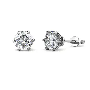 Pierre précieuse parfaite Moissanite diamant 925 argent sterling 18k plaqué or Solitaire boucles d'oreilles bijoux de destin - Product Image 1