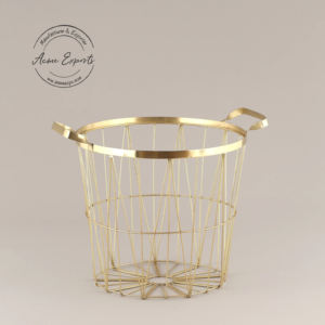 Elegante cesta de almacenamiento de alambre dorado con asas, organizador elegante y funcional para decoración de hogar u oficina - Product Image 3