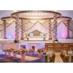 Grand Gazebo Demi Cristal de Mariage Mandap Thème Ivoire Mariage Charmant Mandap Audacieux et Beau Mandap pour les mariages Indiens - Product Image 1