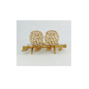 Gold Leaf Design Crystal Ball Aluminium Gold Plated Handmade Eco-Friendly Durable Candle Stand for Table <b>Top</b> Decoration <b>Easter</b> - Product Image 6