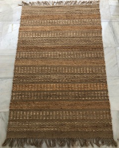 Alfombra Plana Elegante y Moderna 100% Yute, Ligera, Antideslizante, Tejida a Mano, con Superficie Multitexturizada y Rayas, para Interiores del Hogar - Product Image 3