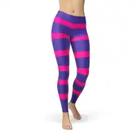 NEW Pink and Purple Striped Leggings For Women - Inspired Cheshire Cat Leggings