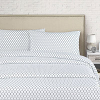 Ensemble de draps en coton égyptien à 4 pièces, taille Queen, imprimé réactif, design unique en tissu