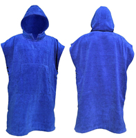 Ponco Pantai Wanita untuk Berselancar dengan Lengan dan Hoodie, Ponco Pengganti Baju Selam Pantai, Jubah Pengering Berkerudung dari Katun