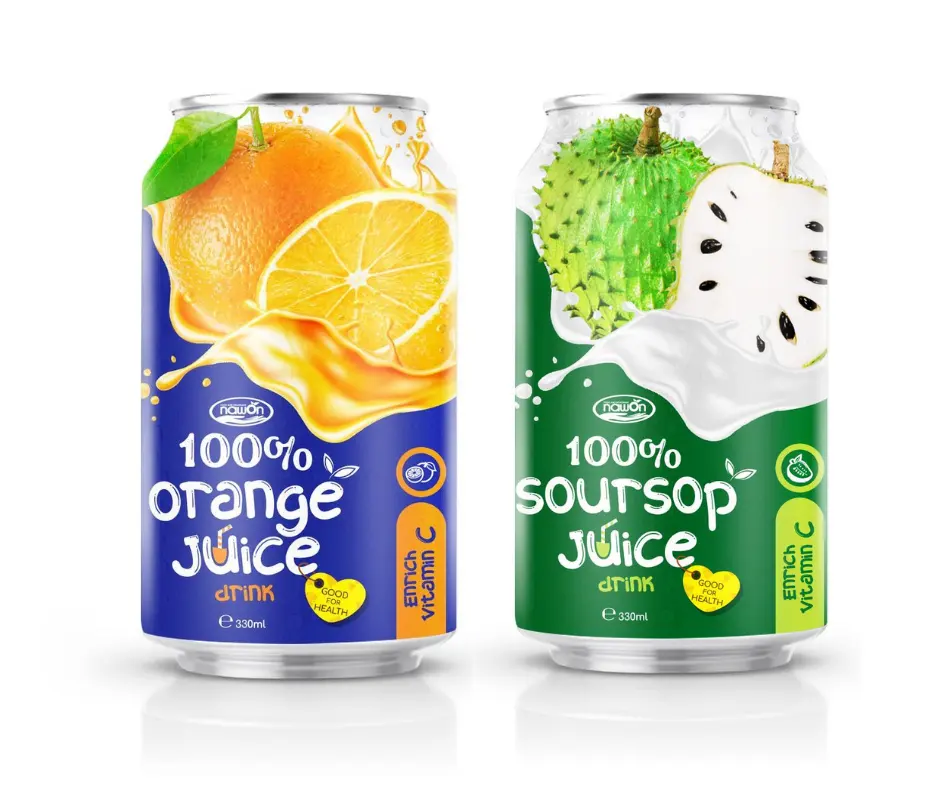 Wholesale 100% Fresh Orange Juice Can 330ml NAWON USDA Organic