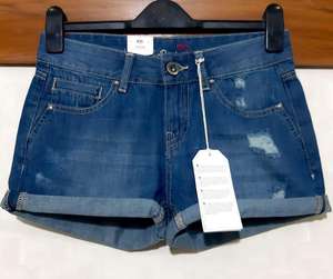 Prendas de Vestir Bangladesh mucho Stock Original de las etiquetas de las mujeres Sexy de señoras de algodón de mezclilla Jeans trajes Botón de fijación pantalones cortos - Product Image 1