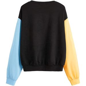 เสื้อกันหนาวสตรีทแวร์สีแบบกำหนดเอง,เสื้อผ้าผู้หญิง OEM เสื้อสเวตเตอร์แบบสวมหัวคอกลมสีบล็อกสำหรับผู้หญิง - Product Image 1