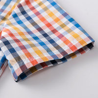Chemises décontractées à manches courtes à carreaux pour garçons et filles, avec poches, en tissu popeline de coton, pour le printemps, vêtements pour tout-petits et enfants, vente en gros