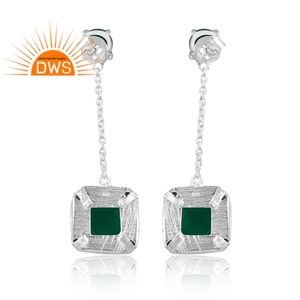 925 fin argent Sterling naturel vert Onyx pierres précieuses balancent boucle d'oreille pour les femmes fabricant de bijoux - Product Image 3