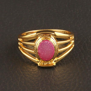 Nouvelle arrivée 6x8mm ovale rose sucre druzy vermeil plaqué or zeva bijoux fournisseur bagues à la main vêtements pour hommes 9 US anneau bijoux - Product Image 6