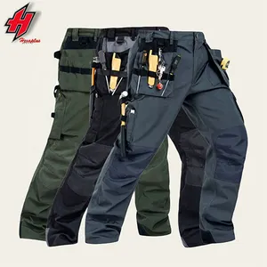 Offres Spéciales personnalisé nouveau pas cher Construction travail pantalon en gros coton hommes poches Cargo pantalon avec genouillères vêtements de travail pour hommes