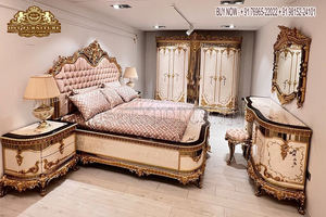 Juego de muebles de madera de teca tallada a mano para dormitorio, conjunto de corona y cama de lujo con diseño del rey Maharaja - Product Image 2