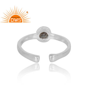 Anillo de plata de ley hecho a mano con gema labradorita, joyería fina ajustable - Product Image 4