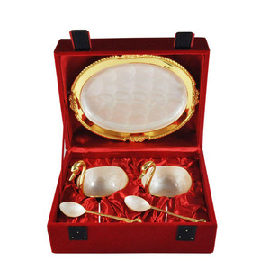 Juegos de cuencos esmaltados con diseño de pato de lujo con cuchara Cajas de terciopelo rojo en gran oferta Más vendidos y de alta calidad - Product Image 1