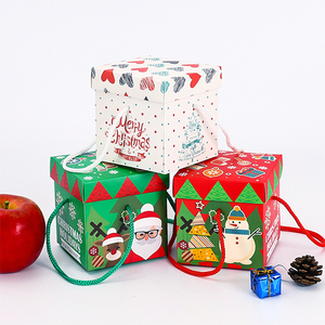 Custom <strong>Christmas</strong> Theme <strong>Eve</strong> Gift Candy Folding Paper Basket <strong>Box</strong> With Handle - Product Image 1
