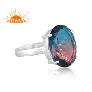 Gran Venta de plata de ley fina Natural Bio Alexanderite Doublet Cuarzo Piedra preciosa Anillo apilable Fabricante de joyas - Product Image 3