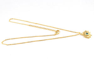 Collar con colgante en forma de ojo de cuarzo y Topacio Azul, cadena ajustable de peso ligero, chapado en oro y plata, elegante - Product Image 4