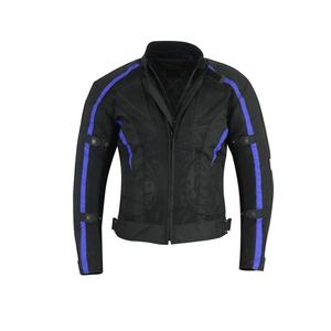 Veste de sport pour femme en Cordura noir-bleu, vêtements de moto tendance, coupe-vent, protections textiles pour femmes pour la course à moto - Product Image 1