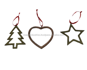 Conjunto de 3 METAL ornamento colgante corazón árbol diseño de copo de nieve con BELL JINGLE BELL de mejor venta de decoración de Navidad tema - Product Image 4