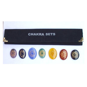 7 Chakra Orgone Stone Reiki <b>Sets</b> Healing Heart Shape Palm Pocket Chakra Stone <b>Sets</b> Balancing Engraved <b>Crystal</b> Polished - Product Image 3
