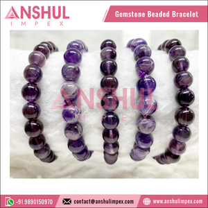 Superior Quality Unique Design Widely Selling Unisex Healing Amethyst Round <b>Gemstone</b> Beaded <b>Bracelet</b> at Low Market Price - Product Image 5