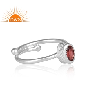 Bague couronne ovale en argent Sterling 925 pour femme, bijoux ajustable en pierre précieuse, grenat, vente en gros - Product Image 3