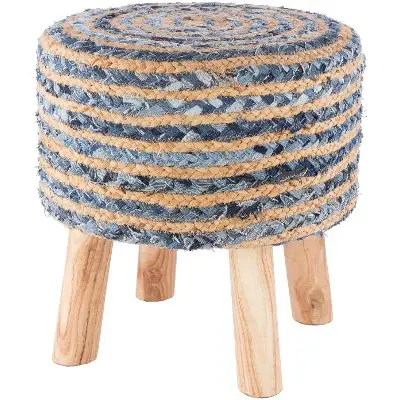 Denim neuer Stil Hocker Abdeckung Hocker Hand gestrickte osmanische Fuß stütze mit Holzbeinen für Wohnzimmer von Top gelisteten Exporteur