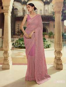 GEORGETTE Với Tiếp Cận Độc Quyền Với Chuỗi Thêu Làm Việc SAREE Cho Đám Cưới Và Dịp Đặc Biệt Mặc Ấn Độ - Product Image 6