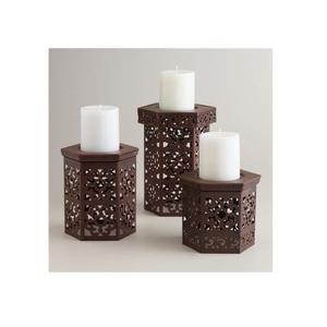 Soporte de vela con acabado marrón de madera decorativo elegante hecho a mano, diseño moderno antiguo personalizado único - Product Image 5