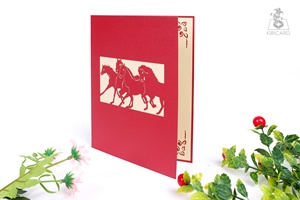 Carte de cheval 3D Impression vietnamienne Carte kirigami 3D Pop Up Carte de voeux prix bon marché par fabricant vietnamien artisanat - Product Image 6