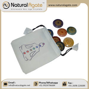 Juego de grabado de siete chakras artesanales de piedra semipreciosa con bolsa personalizada a precio mayorista - Product Image 6