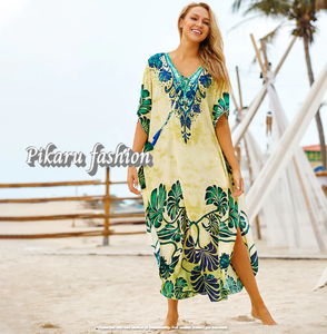 Caftan long imprimé numérique pour tenue décontractée Style de haute qualité et coupe longue cravate 100% coton - Product Image 4