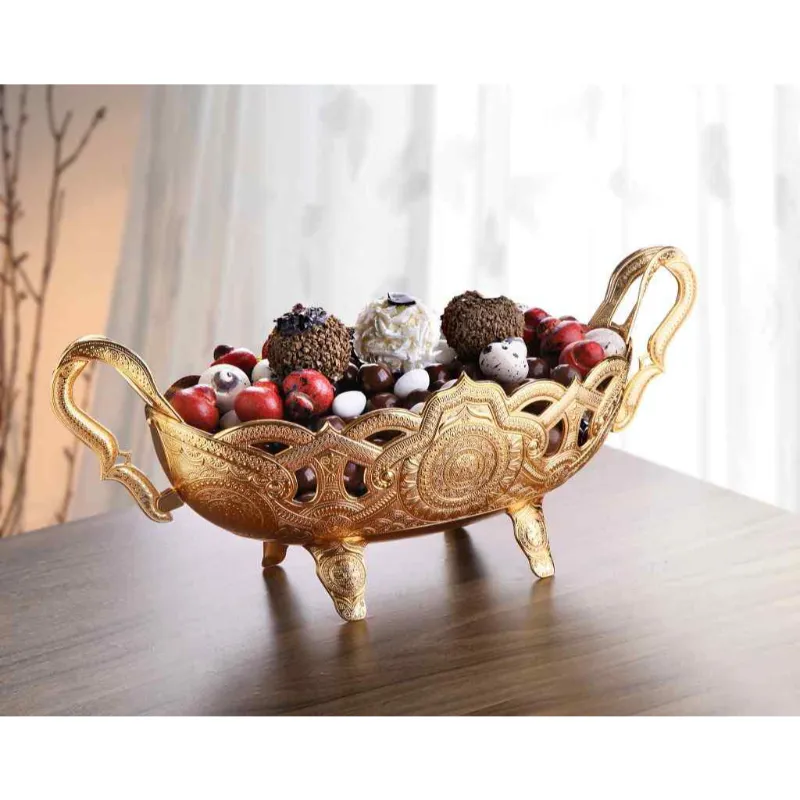 Großhandel Metall Candy Servier schale Gold Silber Wohnzimmer Herzstück Dekor Handgemachtes Geschenk Home Decoration Buffet Servier schalen