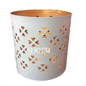 Bougeoir moderne et élégant en métal blanc au design coeur Meilleure vente support votif en fer attrayant pour la décoration de la maison - Product Image 5