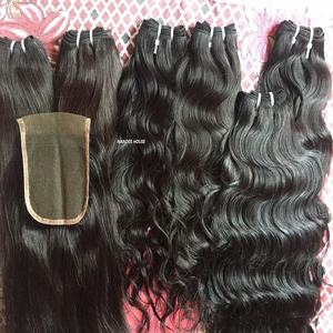 Nandee maison cheveux indiens Offre Spéciale d'usine paquet de cheveux humains ondulés hd suisse fermeture en dentelle transparente et dentelle frontale cheveux - Product Image 1