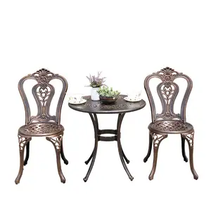 Hot Sales European Style Bronze Cast Aluminum Antique Outdoor Furniture Chairs And Table Bistro Patio Garden Sets