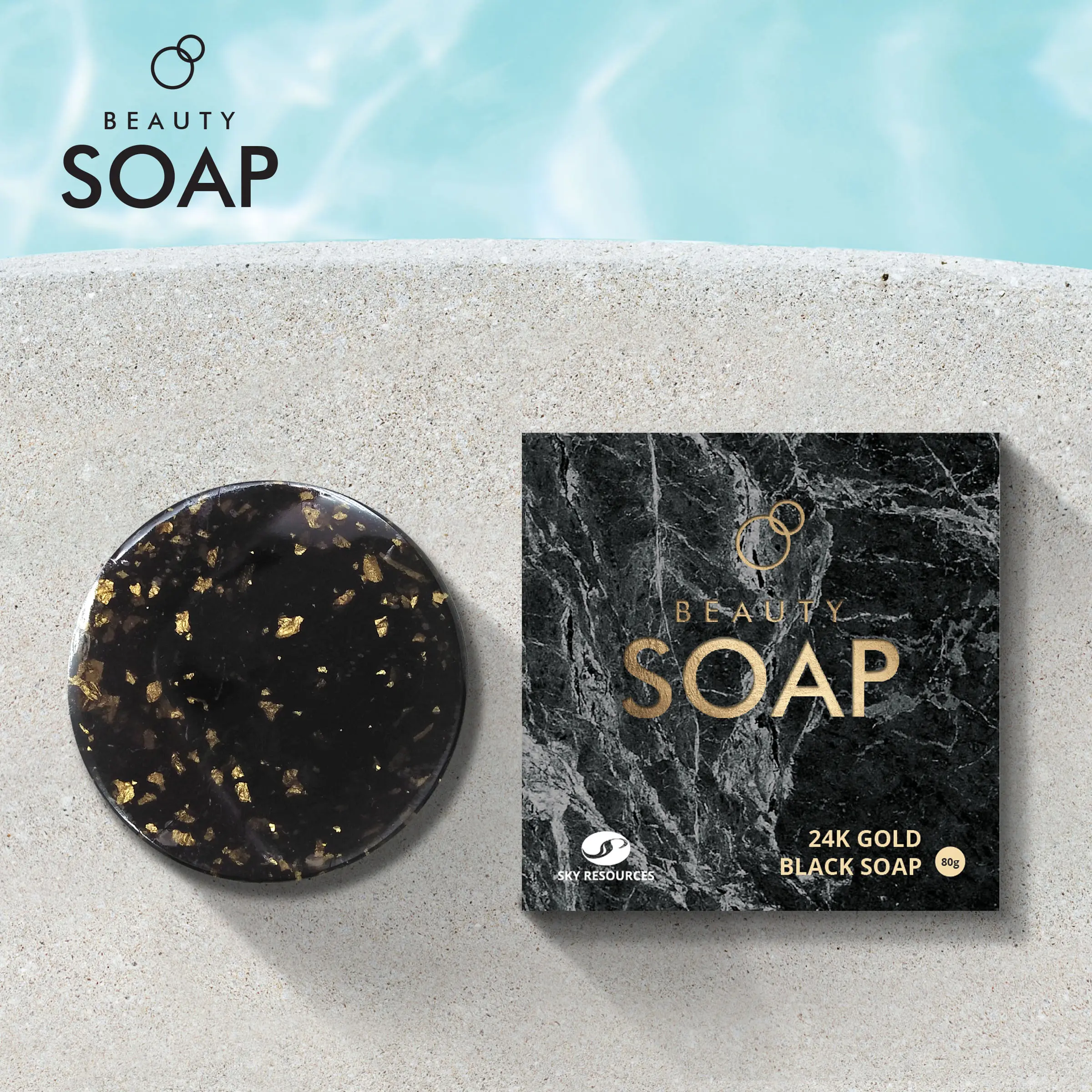 Luxury Magical Skin Moisturizing with mint and Tea Tree Oil 24K Gold Black beauty bath soap Private label