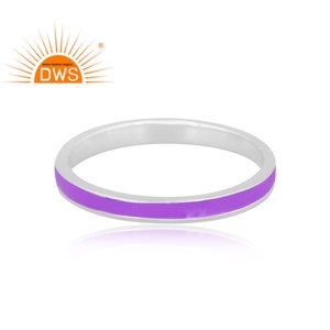 925 Sterling <b>silver</b> Purple Enamel Design Band <b>Ring</b> For Women <b>Silver</b> Jewelry Manufacturer Dainty Collection - Product Image 2