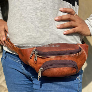 Ceinture en cuir véritable pour hommes, accessoire poche à la taille - Product Image 1