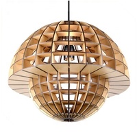 Lampe suspendue ronde en bois scandinave, finition thermolaquée, grande taille, lumière LED blanc chaud pour salon, plafond suspendu