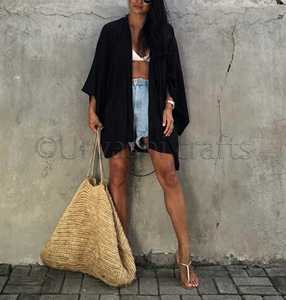 Kimono à manches longues noir Boho pour femmes, Robe longue, vêtements de plage, Premium, nouvelle collection été - Product Image 3