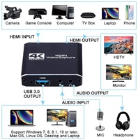 Tarjeta de captura de vídeo 4K HDMI a USB 3,0 con dispositivo de grabación de juegos en vivo de retransmisión en bucle HDMI Compatible con Windows Linux OBS OS X