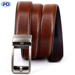 Ceinture à cliquet en métal cuir marron cuir pour hommes, ceinture de haute qualité professionnelle, avec boucle automatique, Style formel masculin, de haute qualité - Product Image 4