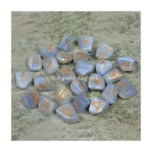 Cristal Pierre Artisanat En Gros Naturel Haute et Précieuse Qualité Bleu Agate Rune Ensemble pour la Guérison Décoration de La Maison - Product Image 3